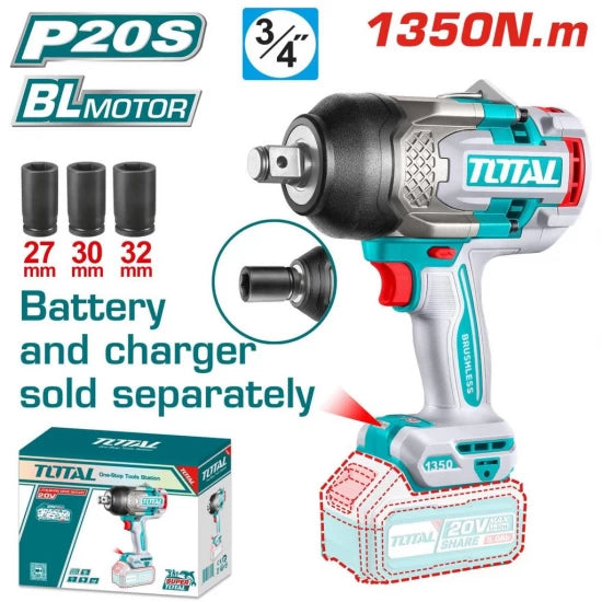 Llaves De Impacto Brushless 1350NM Sin Batería Sin Cargador Total