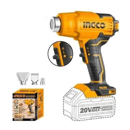 Pistola De Calor Inalámbrica 20V Sin Batería/Cargador Ingco