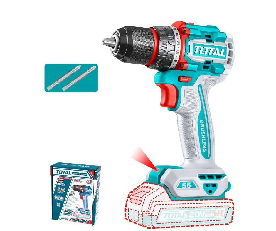 Taladro Atornillador Inalámbrico 13Mm 20V 55Mn Sin Batería ni Cargador Total