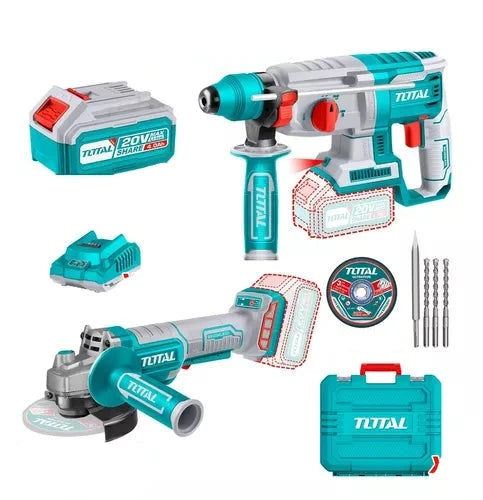 Combo Rotomartillo + Esmeril 20V Inalámbrico + 2 Baterías 4.0 Ah + Cargador