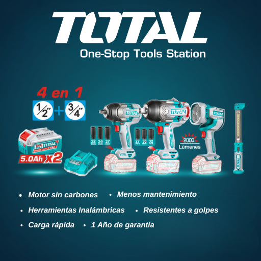 Combo llaves de impacto + Lámparas de Trabajo 4 en 1 Total