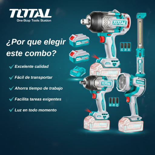 Combo llaves de impacto + Lámparas de Trabajo 4 en 1 Total