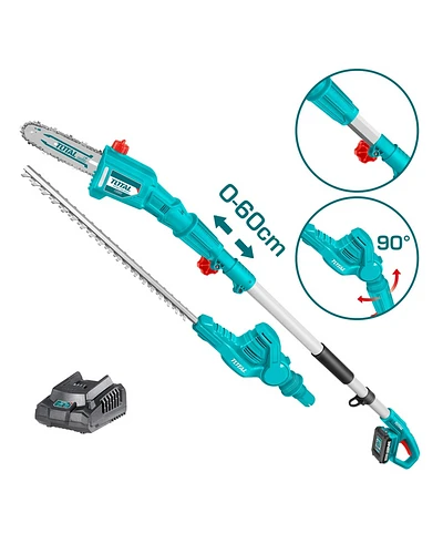 Minimotosierra + Cortacetos Extendible Inalámbrica 20V Total