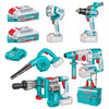 Combo Rotomartillo 2.5J + Demoledor 16J + Taladro Atornillador 66 Nm + Lampara + Sopladora  Total