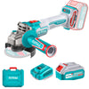 Esmeril Angular Inalámbrico Brushless 4-1/2" (115mm) 20V 3 velocidades + 2 Baterías 4.0 Ah + Cargador + 10 Discos de corte Total
