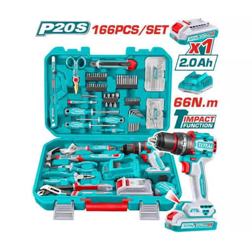 Kit Taladro Atornillador 55 Nm Con 166 Piezas Total