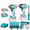 2 Llaves De Impacto Brushless 400NM y 850NM 1/2" 20V + 2 Baterías 2.0 y 4.0 AH + 1 Cargador + Dados Largos + Linterna Total