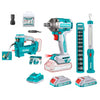 Llave De Impacto 400NM 1/2" 20V + 2 Baterías + 1 Cargador + Dados + Lampara de trabajo + Compresor De Aire Auto Total